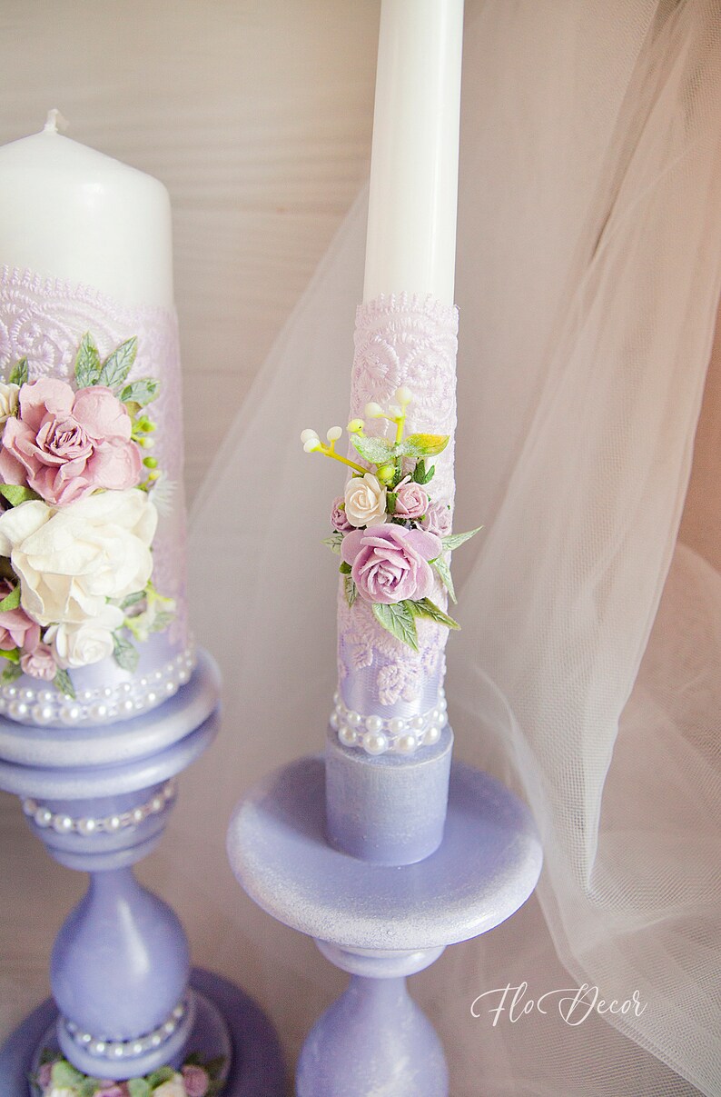 Lavender Unity Candles & Holders Violet Wedding Candles Purple Unity