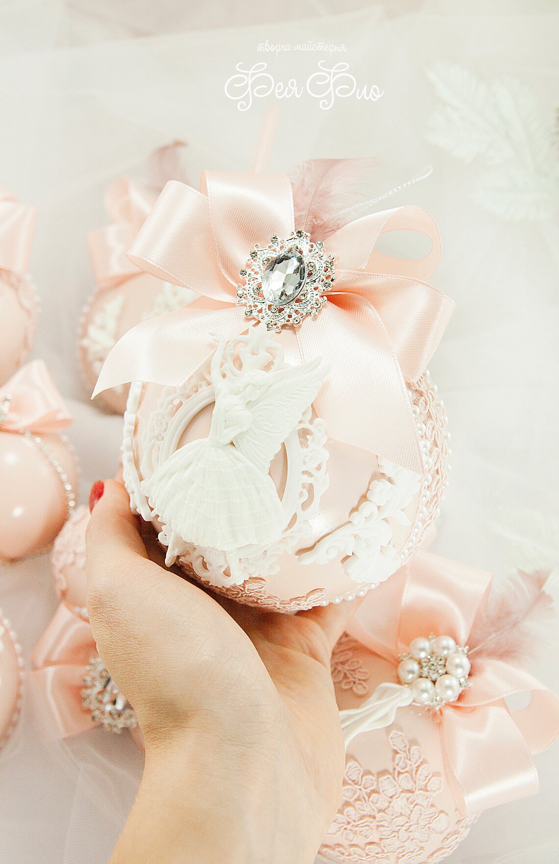 Blush pink Christmas Ornaments Handmade Ornaments Vintage Etsy