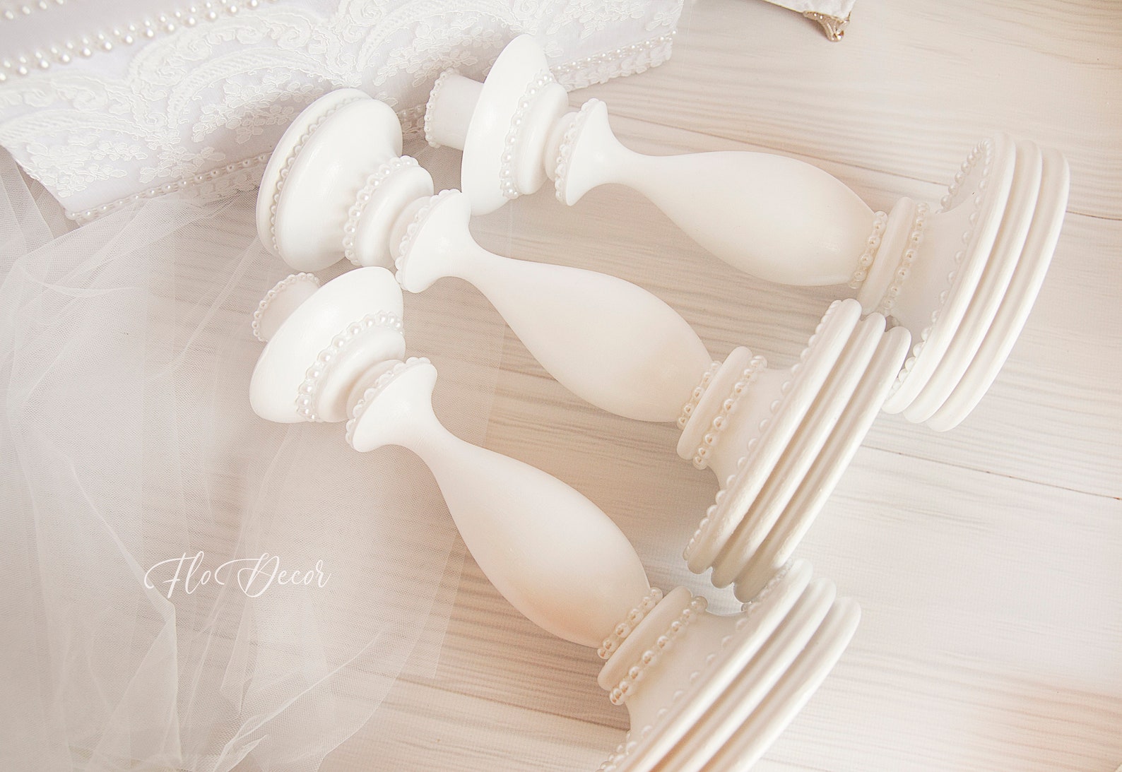 Wedding White Unity Candles Set and Holders Lace Wedding Etsy