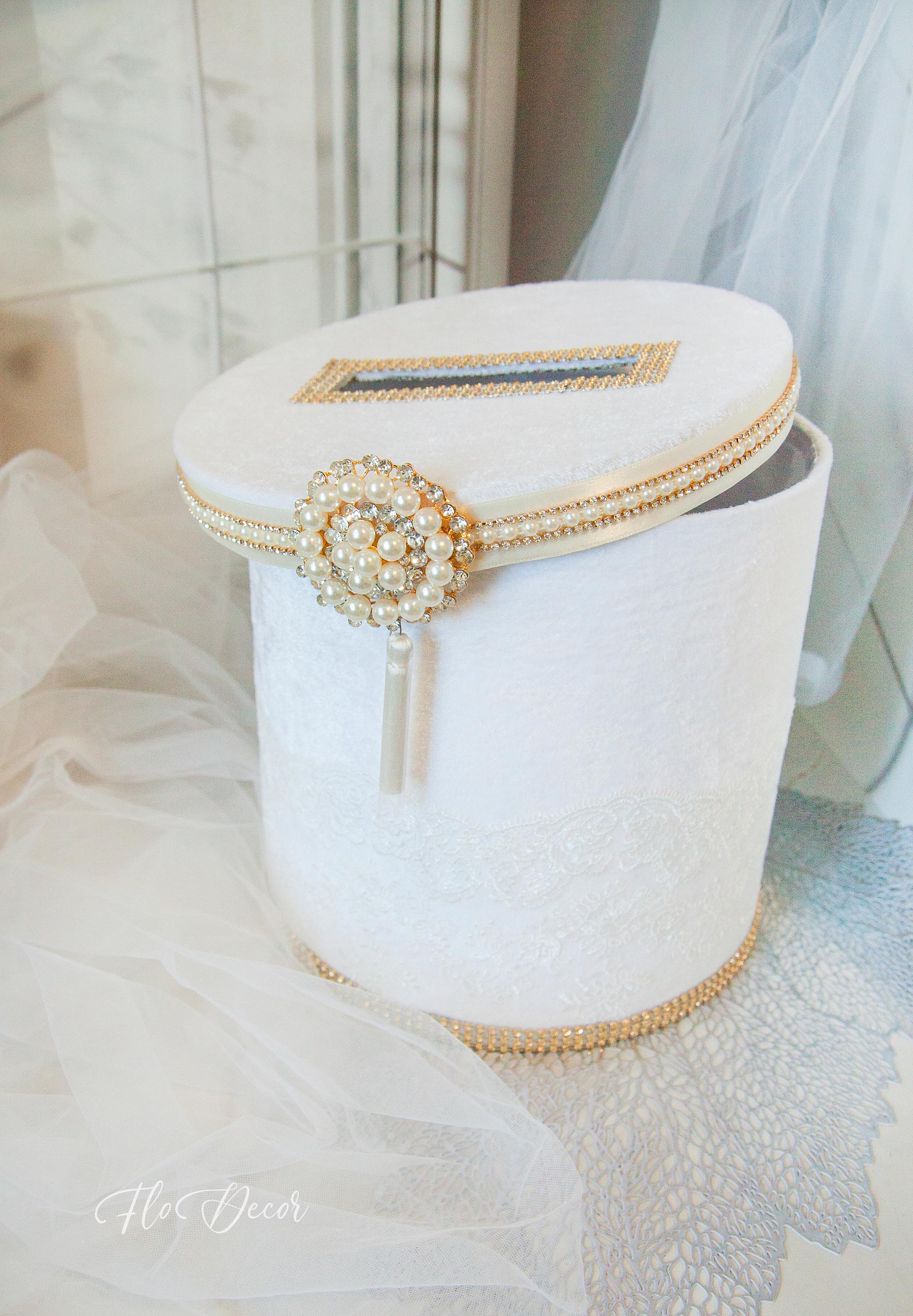 Ivory Wedding Card Box Golden Reception Card Holder Wishing Well ...