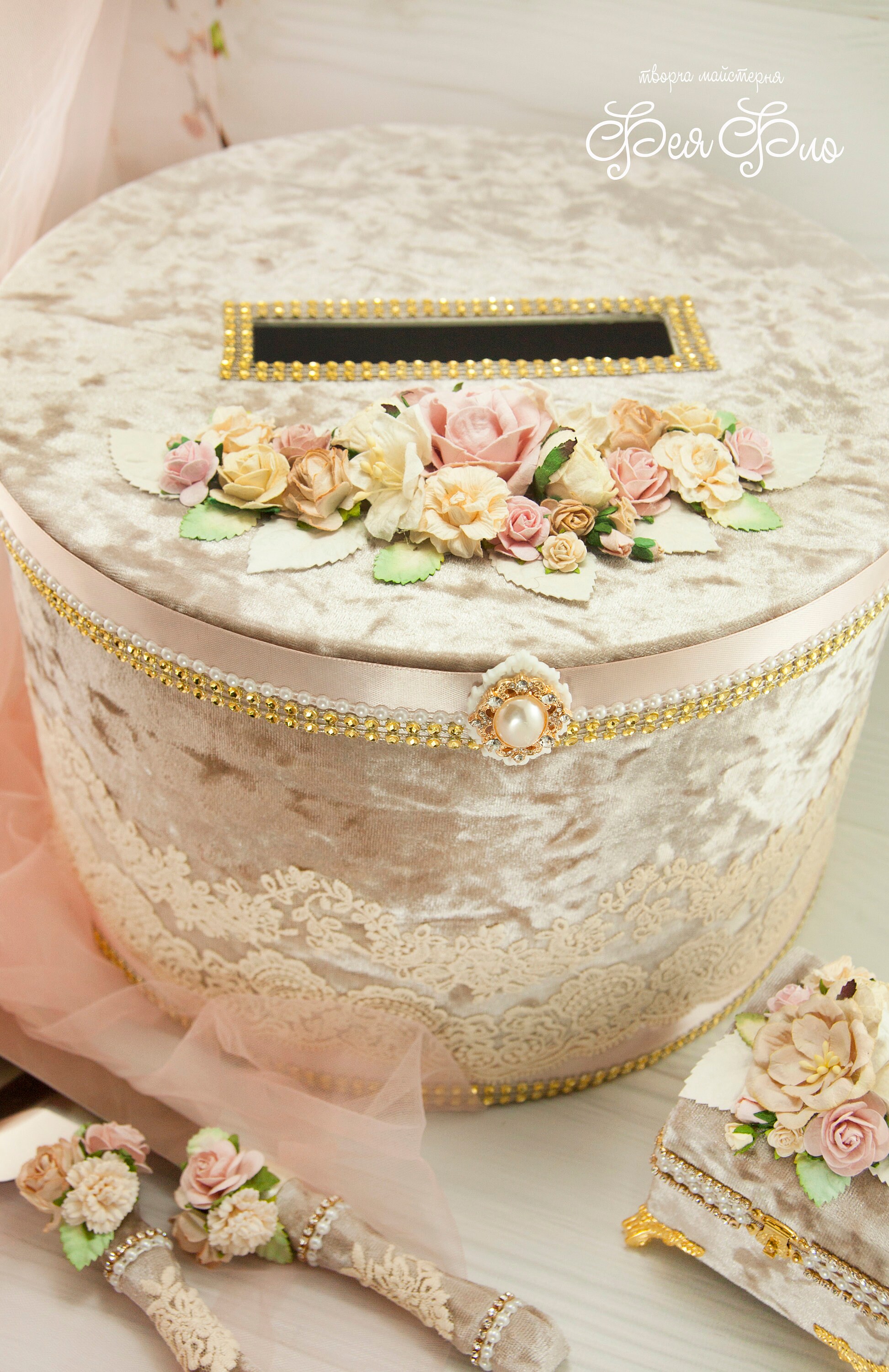 Blush rose Wedding Card box Pink Wedding Card box Beige Etsy