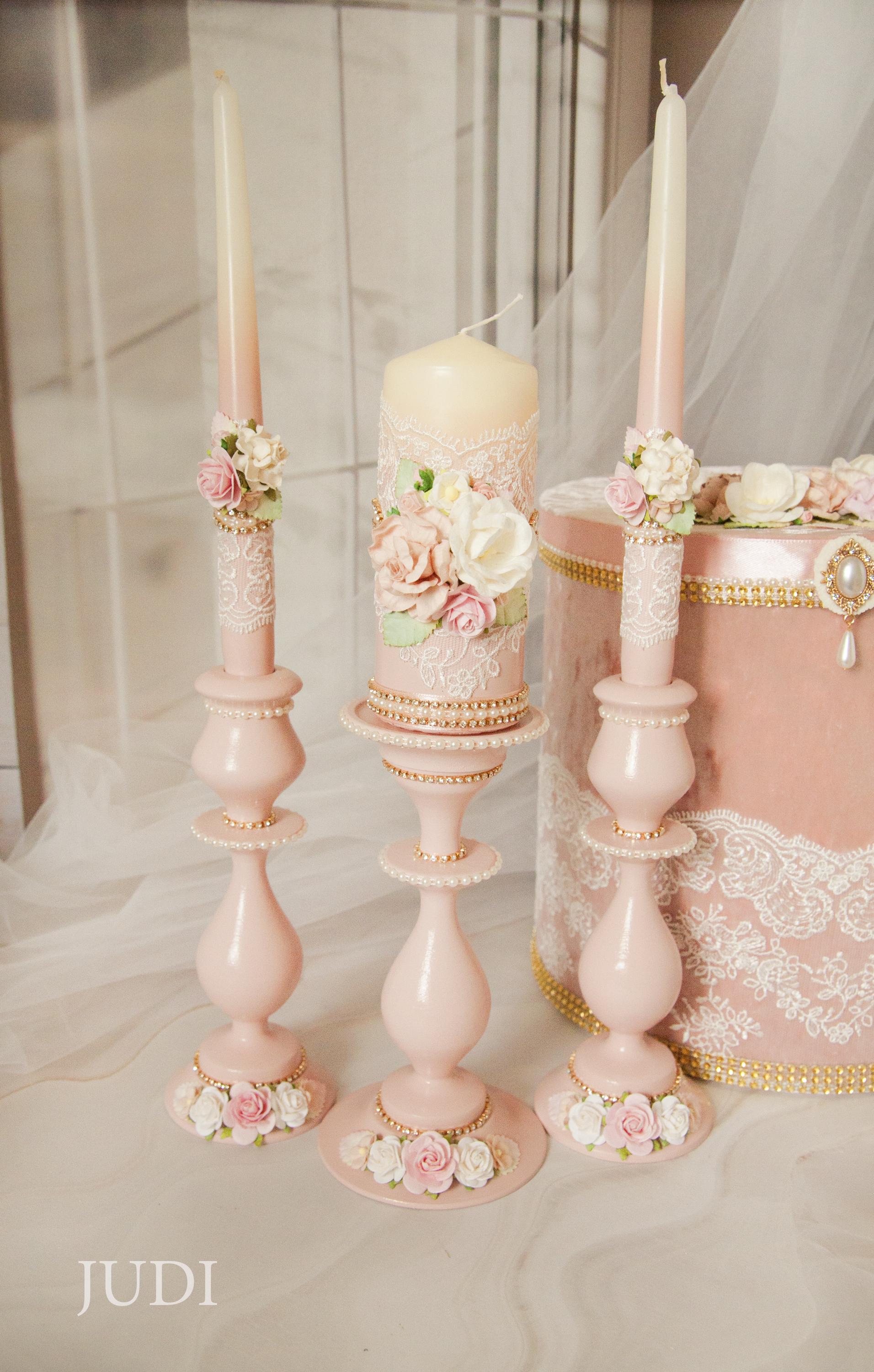 Rose Gold Wedding Decor Set, Blush Pink Card Box, Unity Candles ...
