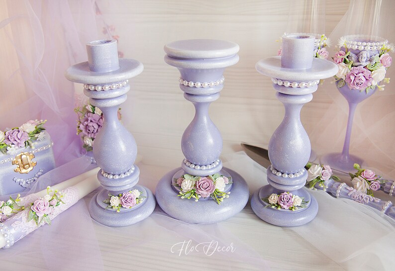 Lavender Unity Candles & Holders Violet Wedding Candles Purple Unity