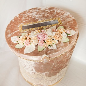 Beige Hochzeit Card Box Velvet Hochzeit Card Box Elegante Hochzeit Dekor gut wünschen Hochzeit Geld Rose Gold Karte Box Pale Pink Geld Geldhalter