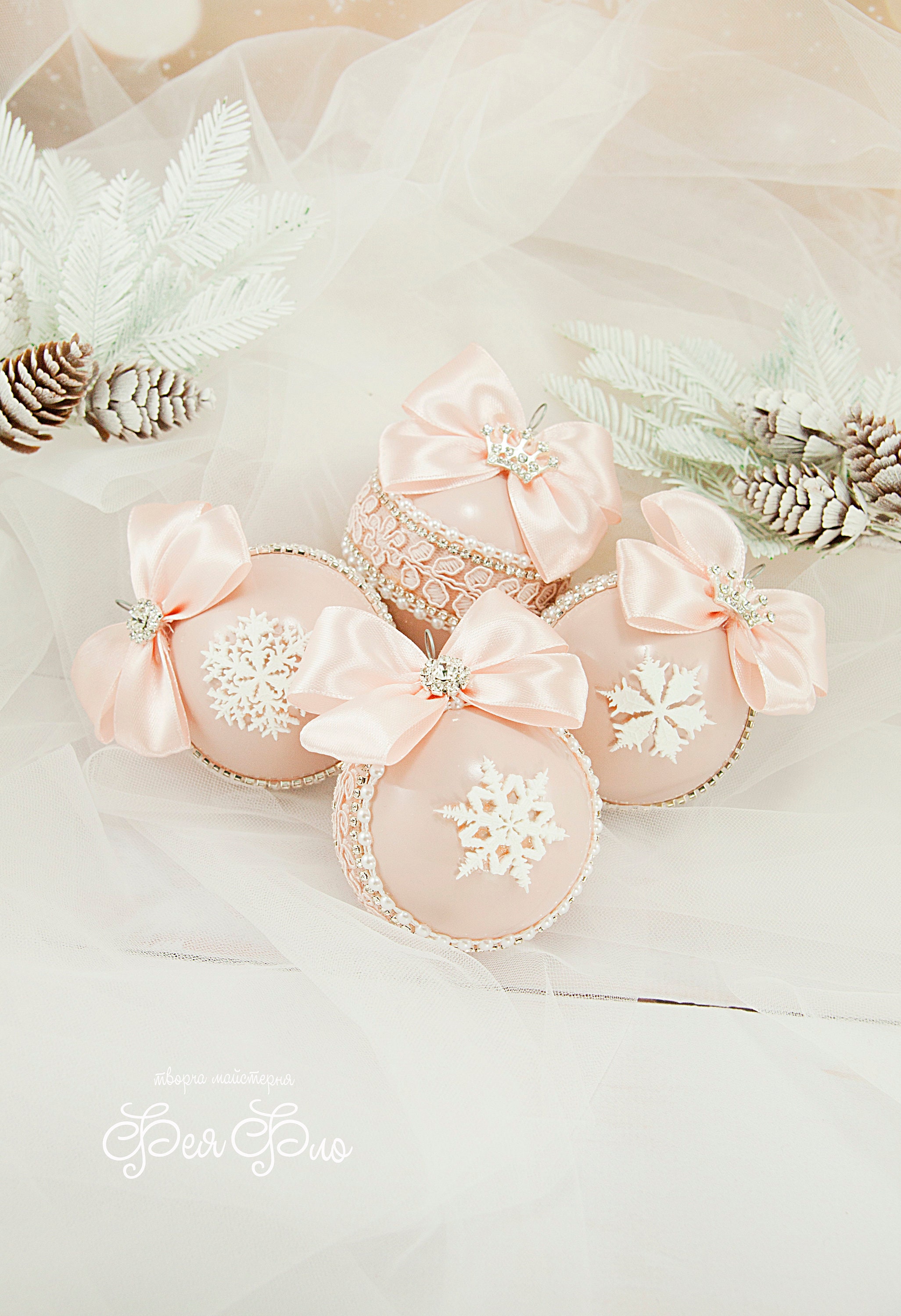 Blush Pink Christmas Ornaments Handmade Ornaments Vintage Etsy UK
