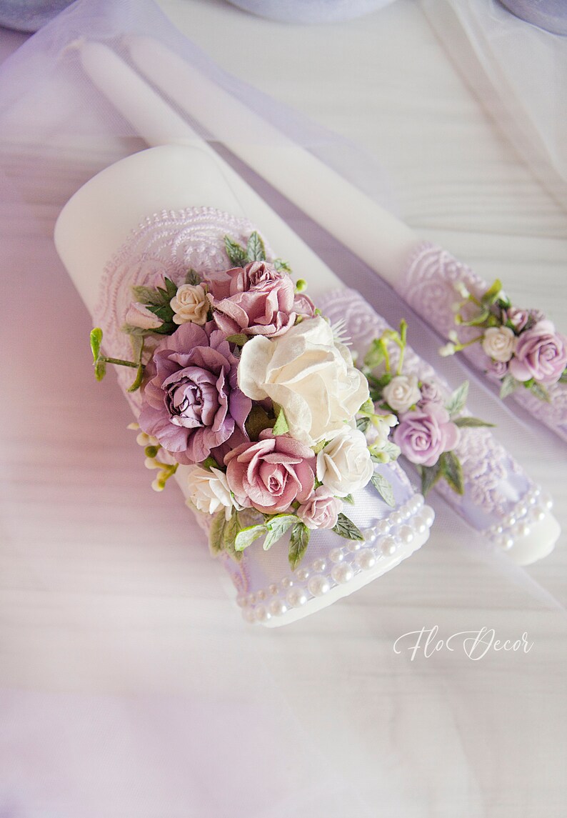 Lavender Unity Candles & Holders Violet Wedding Candles Purple Unity