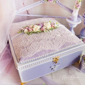 Caja para tarjetas de boda morada, porta billetes violeta, hucha de pozo de los deseos, caja para tarjetas romántica, caja de boda de terciopelo, tarjetero para quinceañera