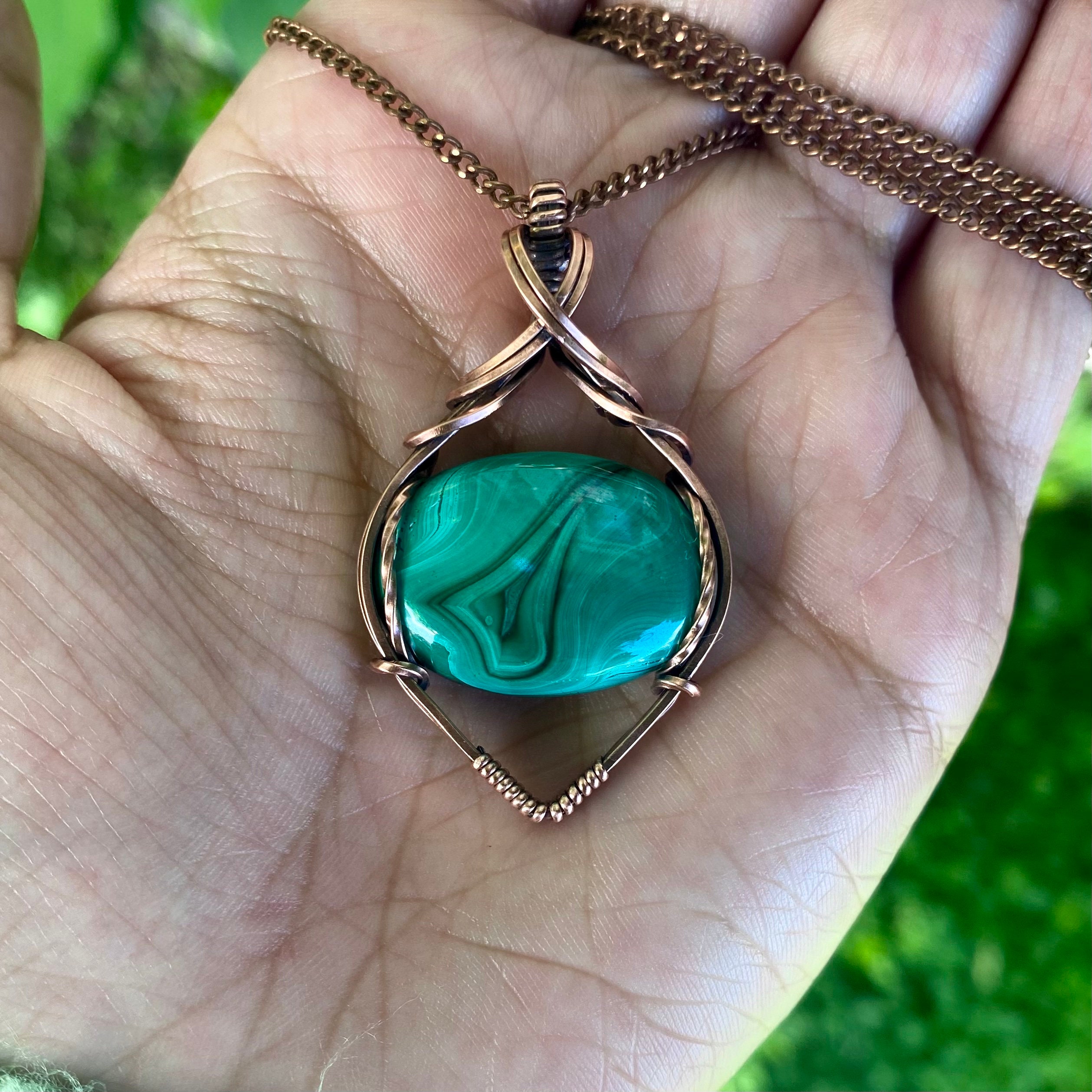 Malachite Necklace in Copper