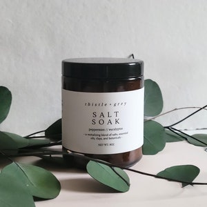 PEPPERMINT EUCALYPTUS Salt Soak 8oz, salt bath, therapeutic soak, aromatherapy bath, epsom salt soak, mineral bath