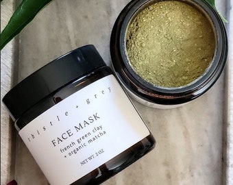 French Green Clay + Organic Matcha Mask | soothing face mask | detox face mask | home spa treatment | luxury facial