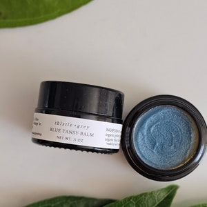 ORGANIC BLUE TANSY Facial Balm Tallow Face Cream Low Pufa Moisturizer Saturated Fat Skincare Gentle Nourishing image 4