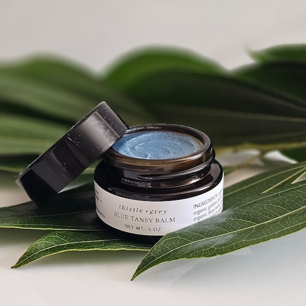 ORGANIC BLUE TANSY Facial Balm | Tallow Face Cream | Low Pufa Moisturizer | Saturated Fat Skincare | Gentle | Nourishing