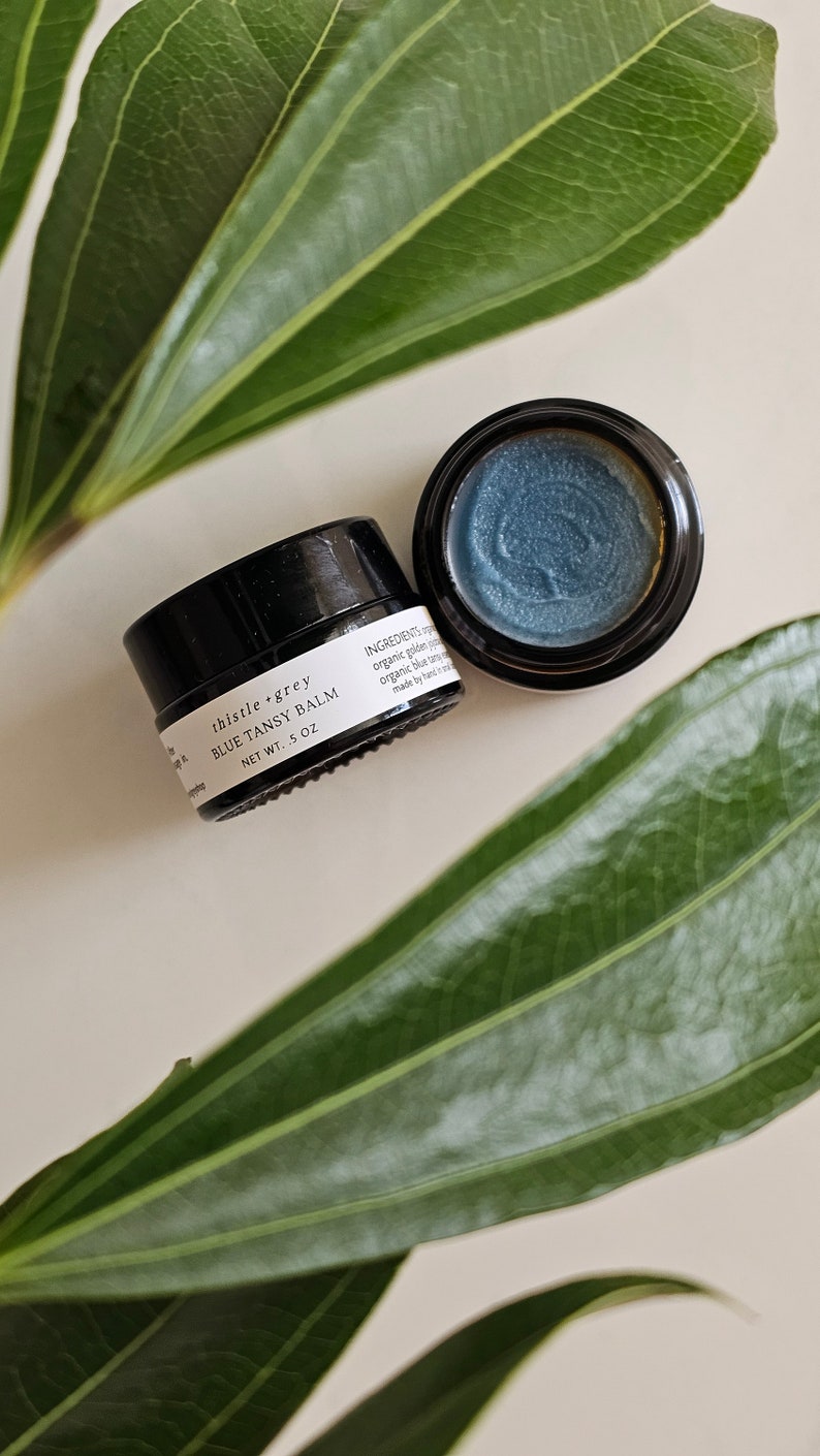 ORGANIC BLUE TANSY Facial Balm Tallow Face Cream Low Pufa Moisturizer Saturated Fat Skincare Gentle Nourishing image 6