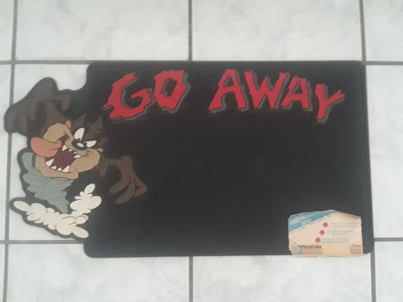 Vintage Looney Tunes Taz Go Away Floor Mat Etsy