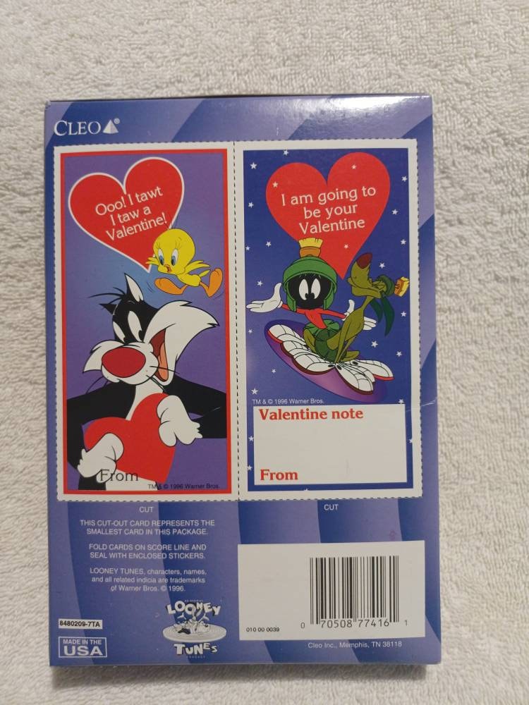 Vintage Looney Tunes 34 Foldable Valentine Day Greetings Cards