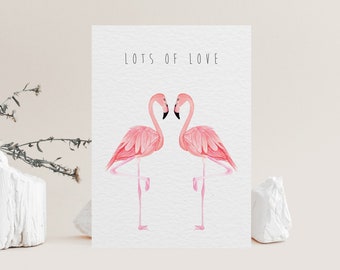 Galentines Day Card | Birthday Flamingo Card | Pink Flamingo Card | Tropical Card