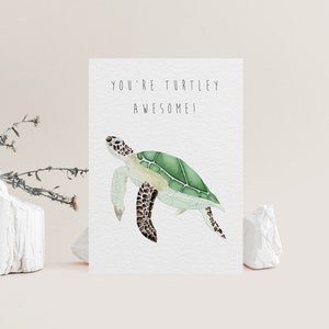 Ozean Karte | Süße Aquarell Tier illustrierte Karte | Dankeskarte | Schildkröte