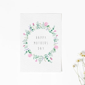 Karte zum Muttertag | Blumen Mutter-Tageskarte | Handgemalte Aquarell Karte für Mama | Botanisch