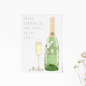 Champagner Karte | Festkarte | Getränkekarte | Aquarell Karte