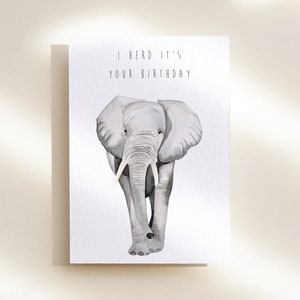 Elefant Happy Birthday Karte | Aquarell Wildtier Karte | Wildtier Karte