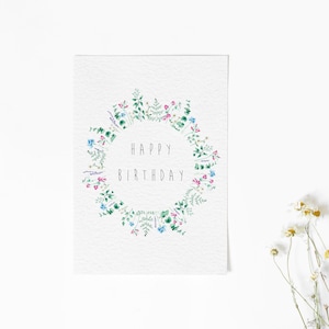 Botanische Happy Birthday Karte | Wildblumenkarte | Karte für sie