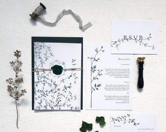Vellum wedding invitation suite | Botanical greenery invitation | Modern wedding invites | Minimal wedding invitations