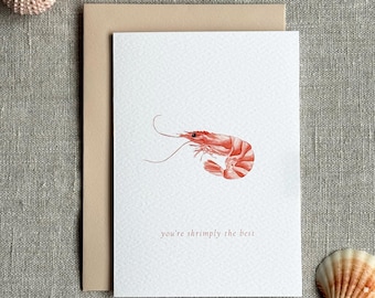 Shrimply The Best Card | Fun Animal Valentines Day Card | Valentines Card