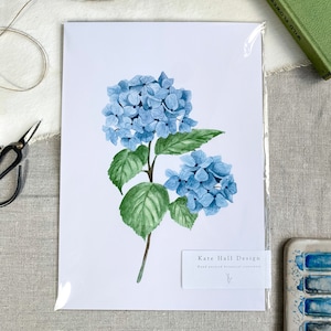 Blue Hydrangea Print | Blue Watercolour Print | Light Blue Wall Art