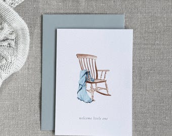Watercolor Rocking Chair New Baby Boy Card