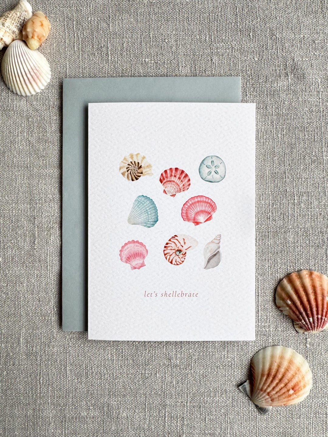 Shell Celebratory Watercolor Sea Shell Celebration Card: Beach Anniversary Card - Etsy
