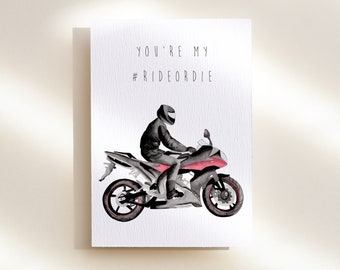 Ride or Die Valentines Card | Motorcycle Card | Motorbike Card for Him