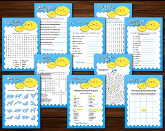 Lemon Baby Shower Games Package Set, Baby Shower Game Bundle, 10 Citrus Printable Games For Baby Boy, BONUS Hospital Bag Checklist