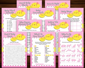 Lemon Baby Shower Games Package Set, Baby Shower Game Bundle, 10 Citrus Printable Games For Baby Girl, BONUS Hospital Bag Checklist, A4, A5