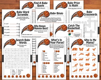 Basketball Baby Shower Games Package, 10 Printable Basketball Shower Games, Basketball Baby Shower Theme, Sports Baby Shower Game For Boys