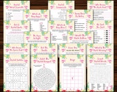 Flamingo Bridal Games Package, Flamingo Bridal Shower Games Bundle, Tropical, Floral Bridal Shower, 18 Printable Wedding Shower Games Set,