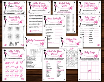 Paris Baby shower Games Package, Poodle Baby Shower Game, Paris Theme, Eiffel Tower, French Baby, Printable Games, FREE Pregnancy Checklist