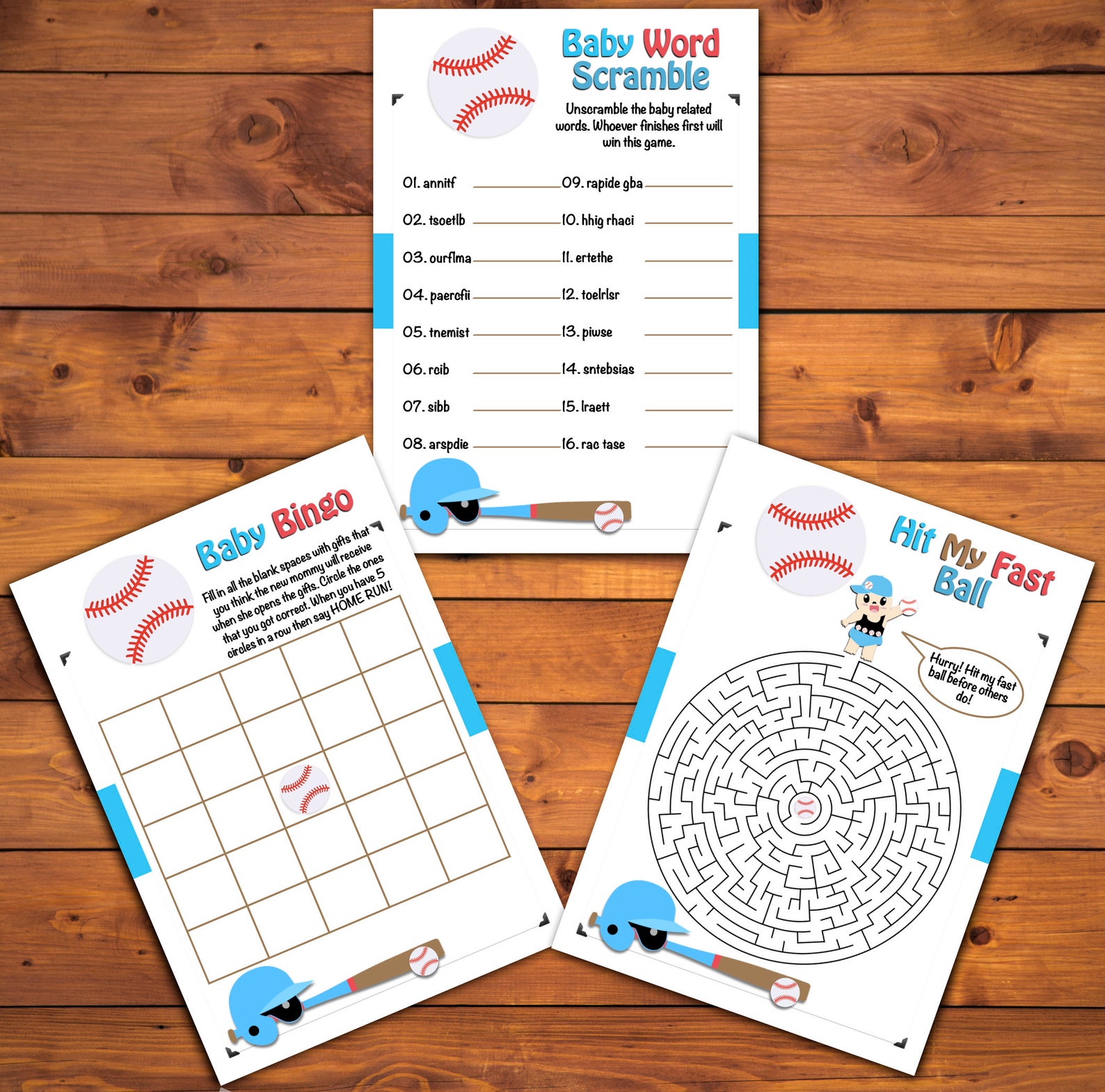 Baseball Baby Shower Games, Baseball Themed Baby Shower, 10 Printable ...