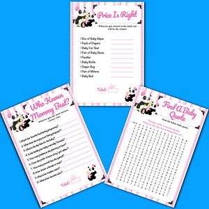 Panda Baby Shower Games for Girls Package, Panda Bear Baby Shower Games ...
