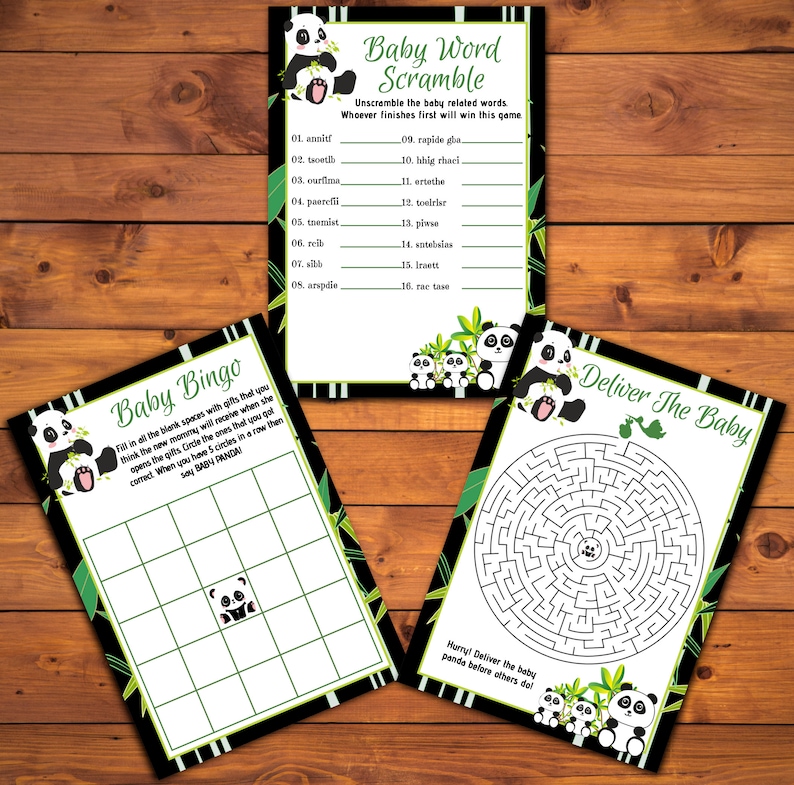 Panda Baby Shower Games Package, Panda Bear Baby Shower Games Set ...
