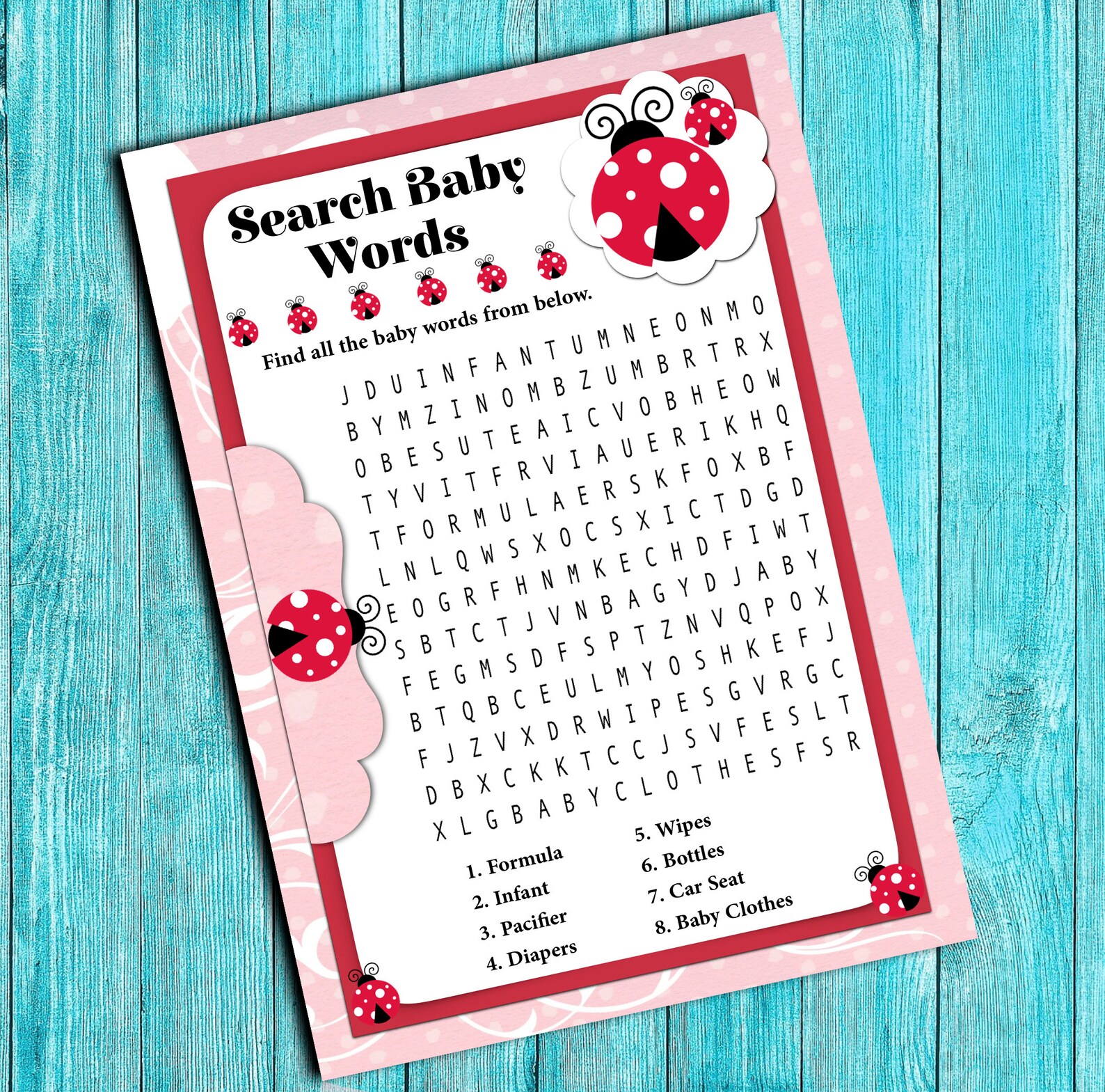 Ladybug Baby Shower Games Package, Printable Baby Shower Games, Ladybug ...