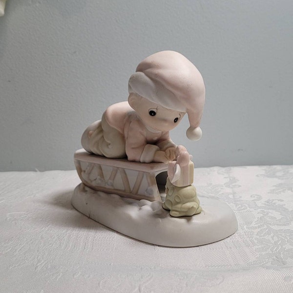 Vintage Precious Moments "Bringing You Christmas" Figurine by Sam Butcher Retired PM 1995 6.5"L x 5"H x 3.5"W Collectible Figurine Gift Item