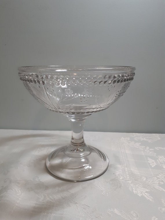 Antique Nova Scotia Glass Starflower Pattern Compote Etsy