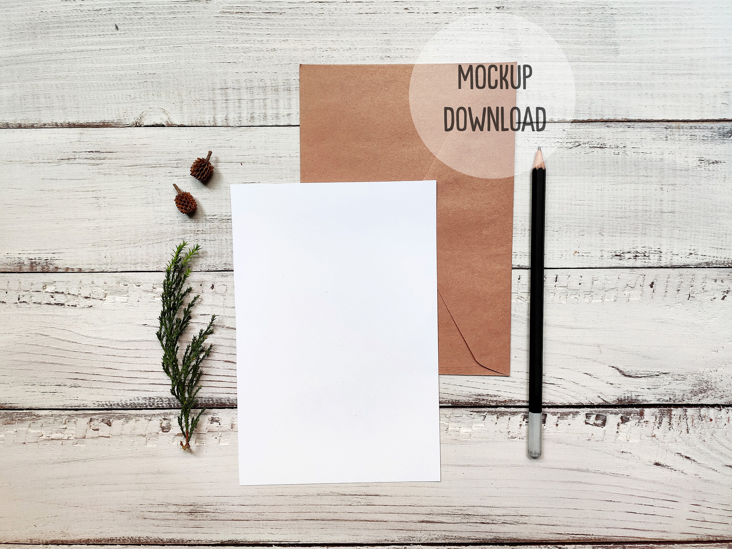 Vertical Greeting Card Mockup. Postcard White Blank
