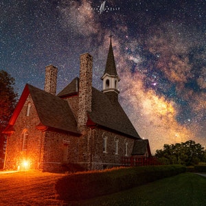 HD Aluminum | Fine Art Print | Canvas - Milky Way over Grand Pre Church, Nova Scotia 12x18 16x24, 20x30 and 24x36 Prints