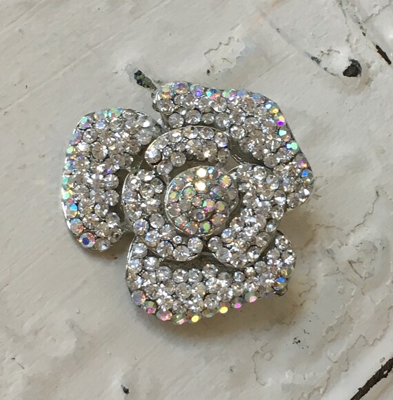 Vintage Rhinestone Flower Pin/Brooch,Flower Brooc… - image 10