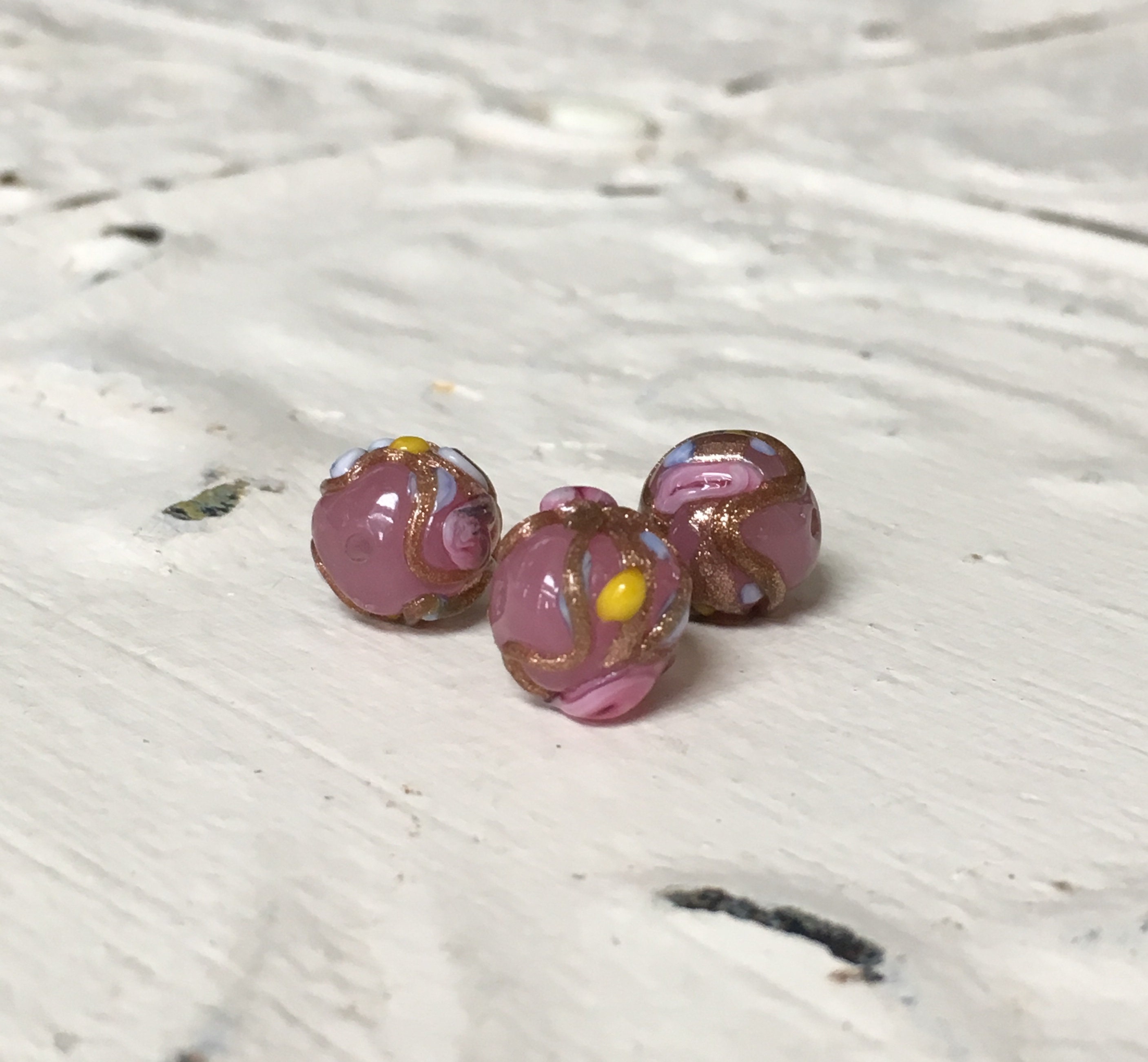Opaque Aqua 10mm Lampwork Wedding Cake Bead Venetian Glass Bead Italian |Quantity 1