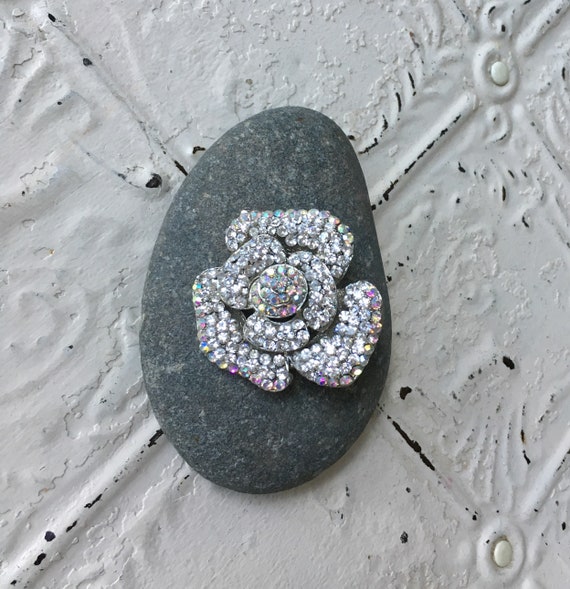 Vintage Rhinestone Flower Pin/Brooch,Flower Brooc… - image 9