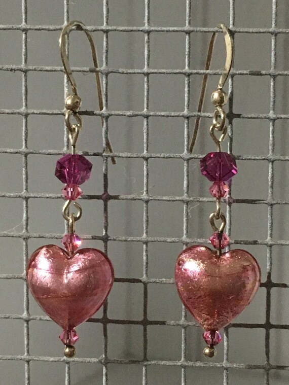 Heart Earrings,Sterling Silver Earrings with Pink… - image 7