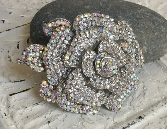 Vintage Rhinestone Flower Pin/Brooch,Flower Brooc… - image 5
