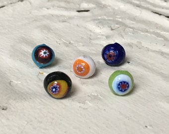 Millefiori 8mm Beads,Murano Glass Bead,Millefiori Beads,Venetian Glass Beads,Italian Glass,Lampwork Beads,Flowered Beads,Round Loose Beads
